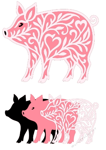 3D Layered Pig | Decorative Farm Animal Cut File | SVG and Silhouette Files