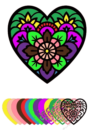 3D Layered Heart Mandala | Decorative Cut File Kit | SVG and Silhouette Files