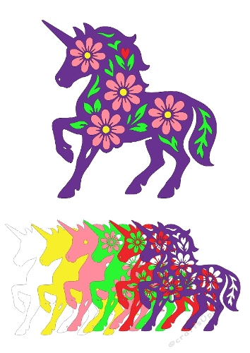 3D Layered Floral Unicorn | Decorative Cut File Kit | SVG and Silhouette Files