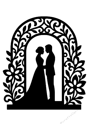 cup1440136_135667 - Romantic Couple Under Floral Arch | Decorative Cut File | SVG and Silhouette Files