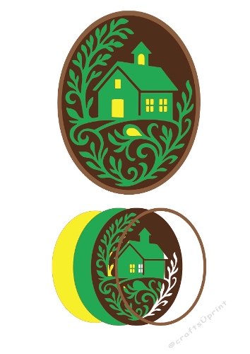 3D Layered House Emblem | Decorative Cut File Kit | SVG and Silhouette Files