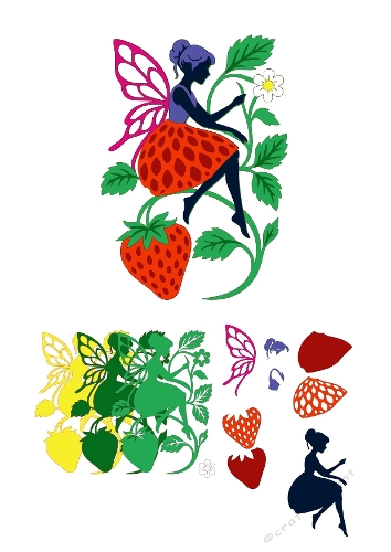 3D Layered Strawberry Fairy | Decorative Cut File Kit | SVG and Silhouette Files