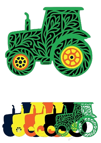3D Layered Tractor | Decorative Farm Cut File | SVG and Silhouette Files