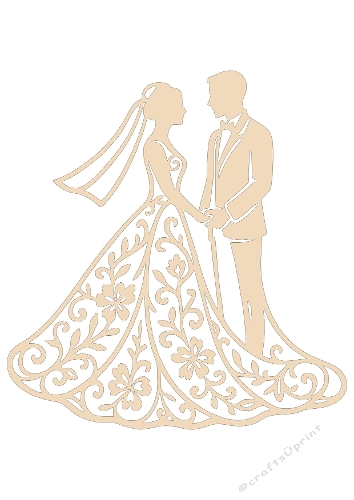 Wedding Couple Silhouette | Decorative Cut File | SVG and Silhouette Files