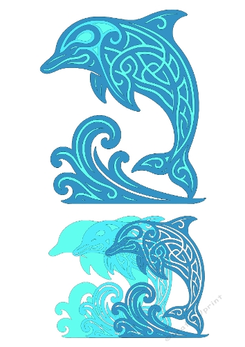3D Layered Dolphins | Decorative Marine Cut File | SVG and Silhouette Files