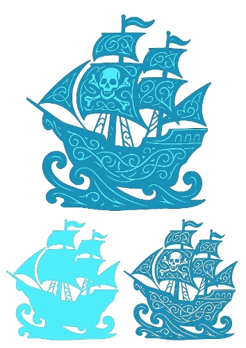 Pirate Ship 3D Silhouette SVG Cutting File
