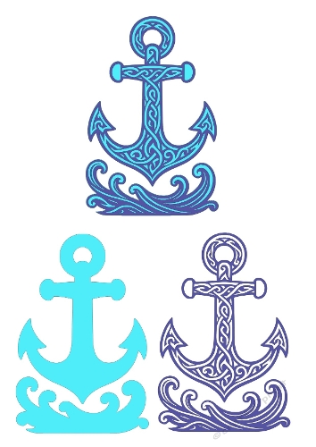 3D Layered Anchor | Nautical Cut File | SVG and Silhouette Files
