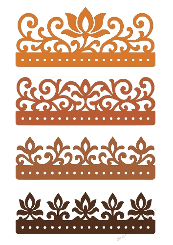 Floral Ornament Borders Kit | Decorative Cut File Set | SVG and Silhouette Files