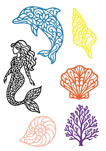 Ocean Fantasy Kit | Decorative Marine Cut File Set | SVG and Silhouette Files