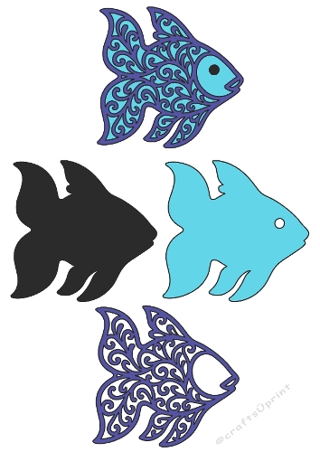 3D Ornamental Fish Kit | Layered Silhouette Set | SVG and Silhouette Files