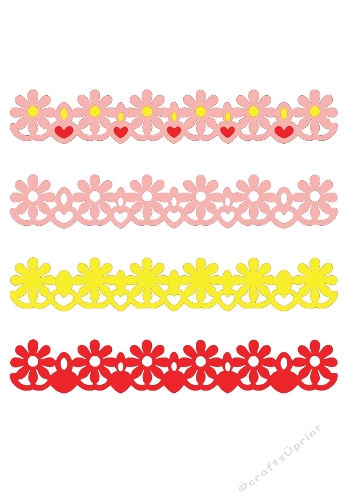 Floral Heart Borders Kit | Decorative Cut File Set | SVG and Silhouette Files
