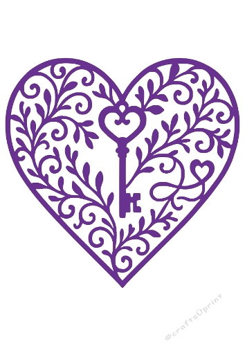 Heart & Key Ornament | Decorative Cut File | SVG and Silhouette Files