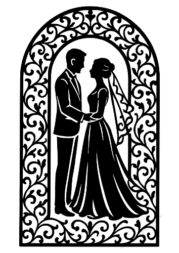 Wedding Couple Ornament | Romantic Cut File | SVG and Silhouette Files