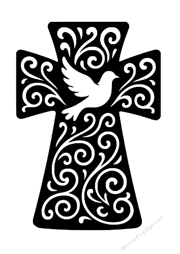 Cross & Dove Ornament | Decorative Cut File | SVG and Silhouette Files
