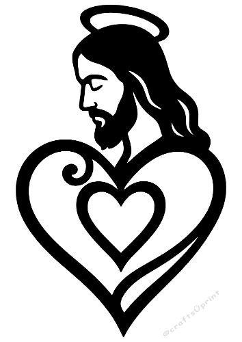 Sacred Heart Jesus Silhouette | Religious Cut File | SVG and Silhouette Files