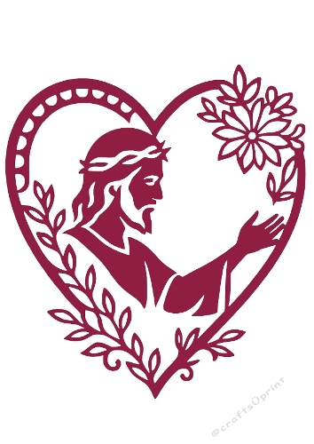 3D Sacred Floral Heart | Layered Religious Cut File | SVG and Silhouette Files