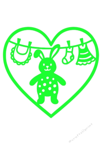 Baby Clothesline Heart | Nursery Cut File | SVG and Silhouette Files