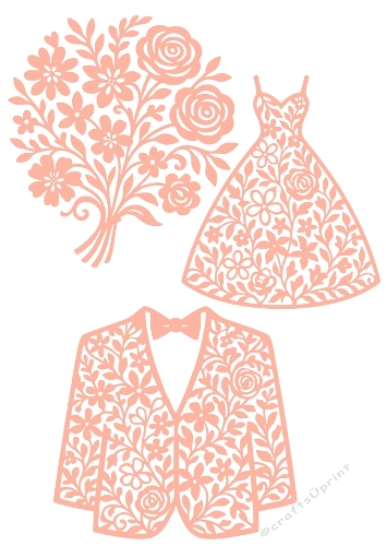 Wedding Floral Icons | Bouquet Dress Suit Cut Files | SVG and Silhouette Files