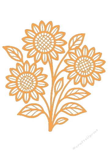 Sunflower Trio Line Art | Decorative Cut File | SVG and Silhouette Files