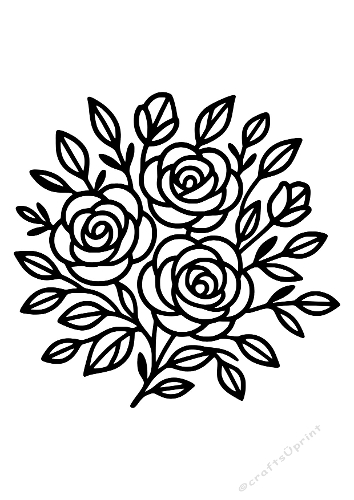 Roses Trio Line Art | Decorative Cut File | SVG and Silhouette Files
