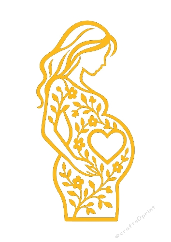 Pregnant Woman Floral Silhouette | Decorative Cut File | SVG and Silhouette Files