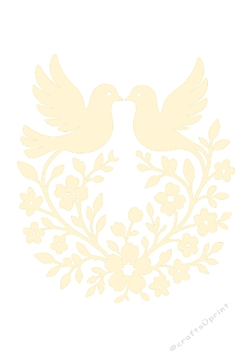 Bird Duo Floral Ornament | Decorative Cut File | SVG and Silhouette Files