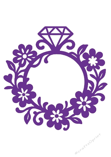 Floral Diamond Ring Ornament | Decorative Cut File | SVG and Silhouette Files