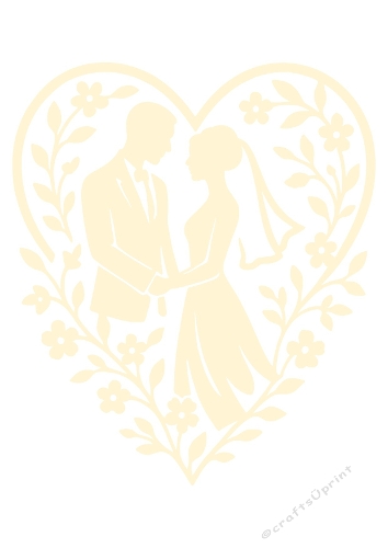 Wedding Couple Heart Silhouette | Decorative Cut File | SVG and Silhouette Files