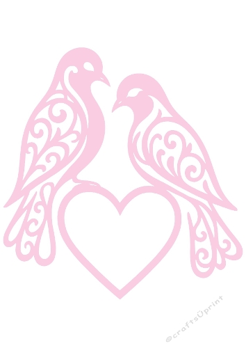 Romantic Birds with Heart | Decorative Cut File | SVG and Silhouette Files