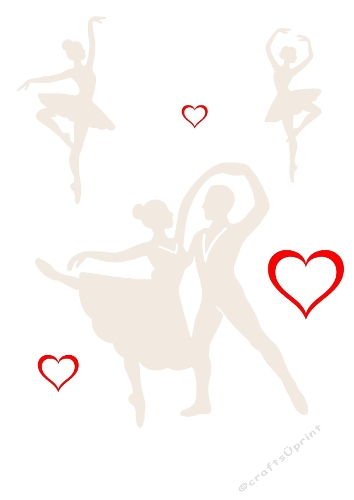 Ballet Dancers with Hearts | Decorative Cut Files | SVG and Silhouette Files