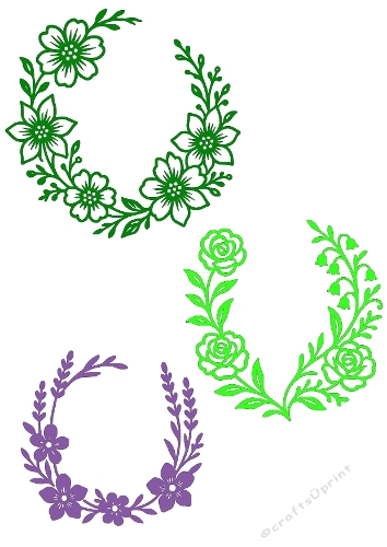 Floral Half Wreaths Set | Decorative Cut Files | SVG and Silhouette Files