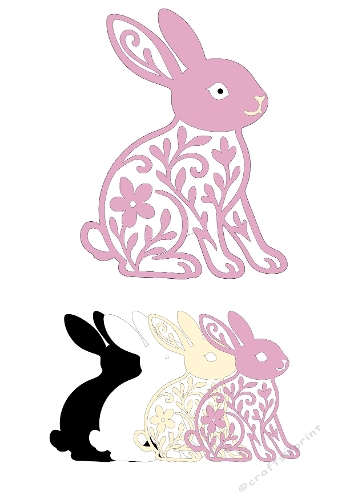 Ornamental Rabbits Silhouette Set | Decorative Cut Files | SVG and Silhouette Files