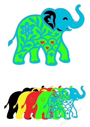 Ornamental Elephants Silhouette Set | Decorative Cut Files | SVG and Silhouette Files