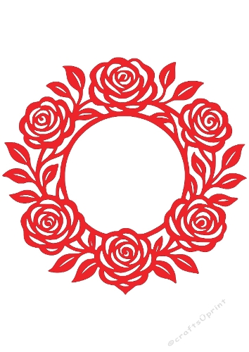 Rose Floral Circle Wreath | Decorative Cut File | SVG and Silhouette Files
