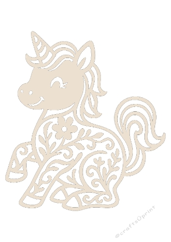 Ornamental Unicorn Silhouette | Decorative Cut File | SVG and Silhouette Files