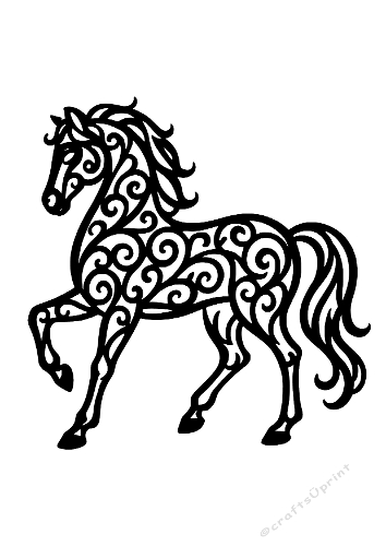 Ornamental Horse Silhouette | Decorative Cut File | SVG and Silhouette Files