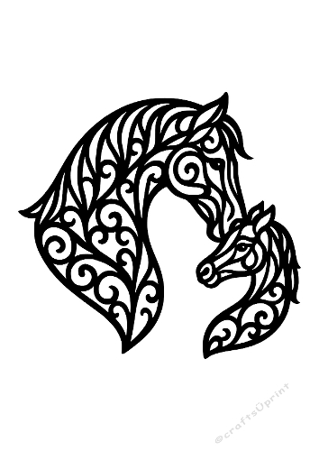Ornamental Horses Duo | Decorative Cut File | SVG and Silhouette Files