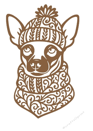 Ornamental Winter Dog Silhouette | Decorative Cut File | SVG and Silhouette Files