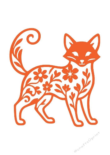 Ornamental Fox Silhouette | Decorative Cut File | SVG and Silhouette Files
