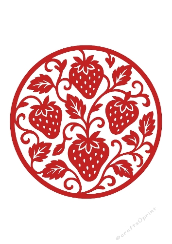 Strawberry Floral Circle | Decorative Cut File | SVG and Silhouette Files