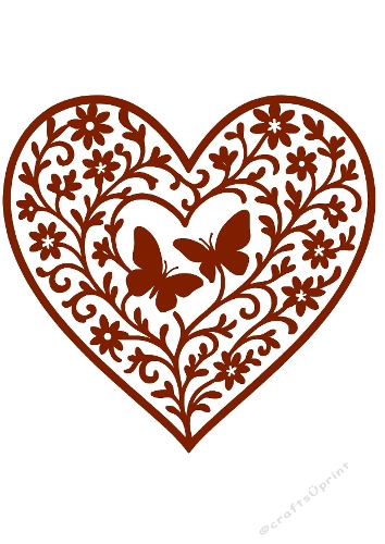 Floral Heart with Butterflies | Decorative Cut File | SVG and Silhouette Files
