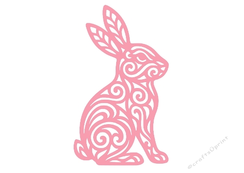 Decorative Rabbit Silhouette – Ornamental Swirl SVG Cutting File