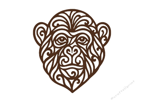 Decorative Monkey Face – Ornamental Swirl SVG Cutting File