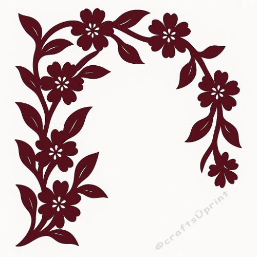 Decorative Floral Corner – Ornamental Botanical SVG Cutting File
