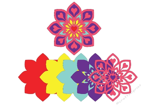 Decorative Mandala Flower – Layered Colorful SVG Cutting File