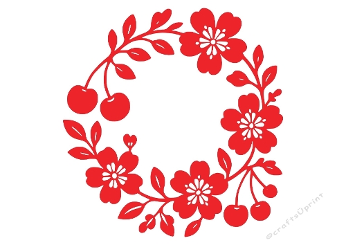 Decorative Cherry Blossom Wreath – Floral Circle SVG Cutting File