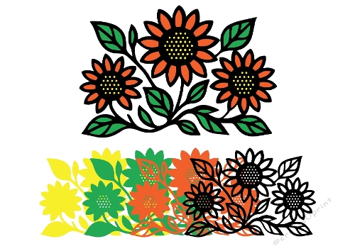 Decorative Sunflower Trio – Layered Floral SVG Cutting File