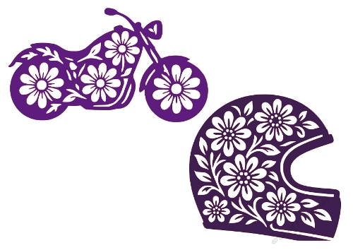 3D Floral Motorcycle & Helmet – SVG & Silhouette Cut File
