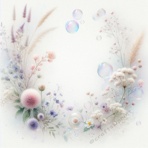 Exquisite Watercolor Wildflower Card Background – 8K Pastel Luxury Frame for Bubble Animals