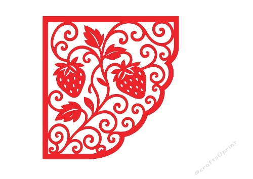 Strawberry Corner SVG – Decorative Fruit Frame Cut File for Cards & Silhouette Crafts